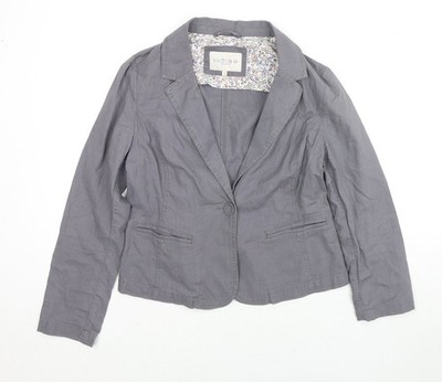 Marks and Spencer Damen Sakko Blazer Grau Größe 10 Knöpfe