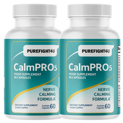 CalmPro 5 Nerve Support Pills, Calming Formula Supplement - 2 Bottles