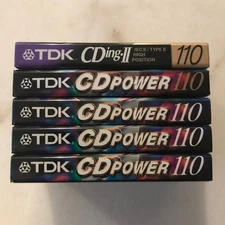 Lot of 5 SEALED TDK CD POWER 110 High Bias Type II Cassette Tapes