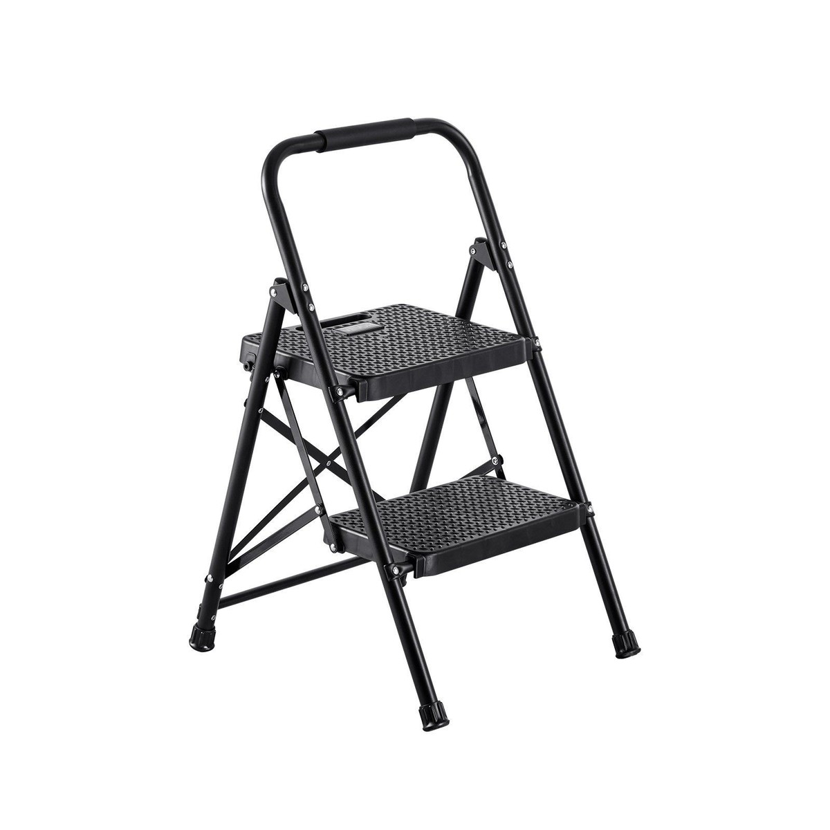 Hoffman#2 ブラックサドル フライマテリアル 600lb 2-Step Folding Step Stool, Wide PVC Feet, Rubber Handrail