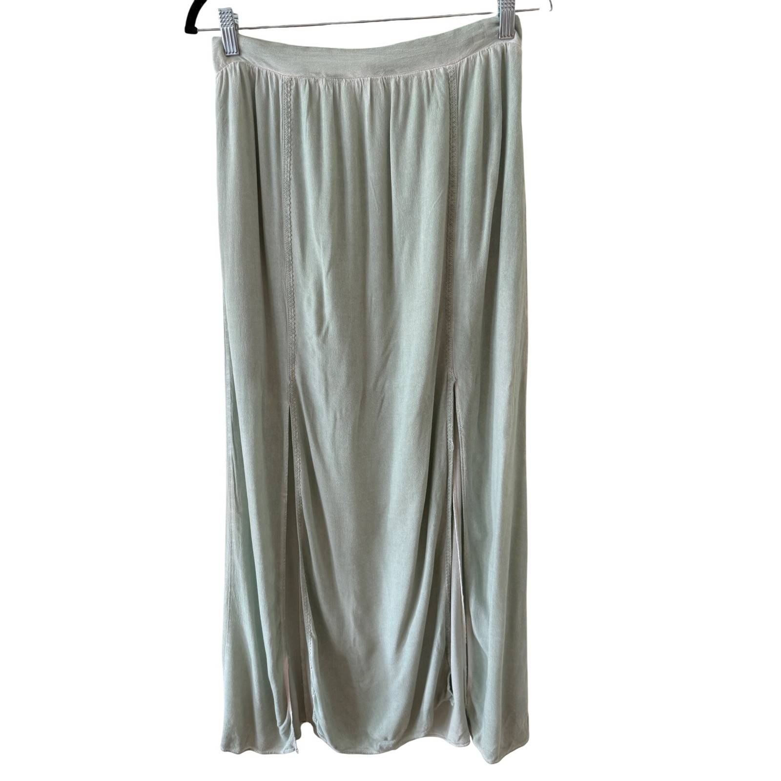 Zara Basic Collection Maxi Skirt Women's Small S Green Slit Viscose