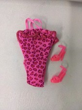 1998 Mattel Florida Vacation Barbie Doll Pink Leopard Print Swimsuit With Shoes