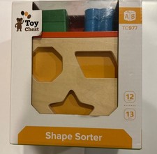 New Toy Chest Wooden Shape Sorting Cube - Sorter Box Educational Toy, Ages 12m 