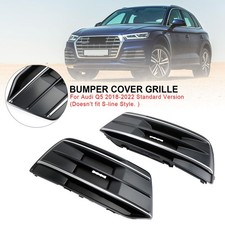2PCS Front Bumper Cover Grille Bezel Insert Per Audi Q5 18-2022 Black/Chrome L3