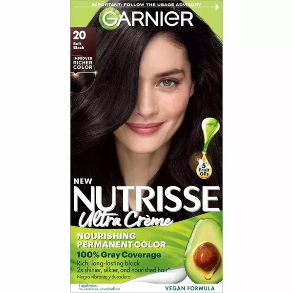 Nutrisse Ultra Creme, Permanent Hair Color 20 Soft Black