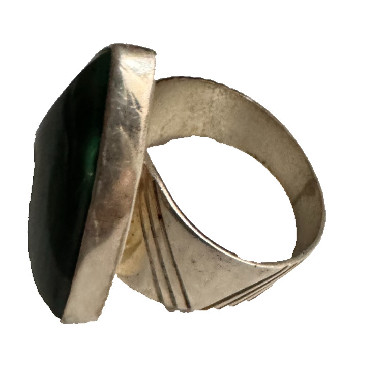 Jay King Ring Malachite Triangle Chunky Sterling … - image 3