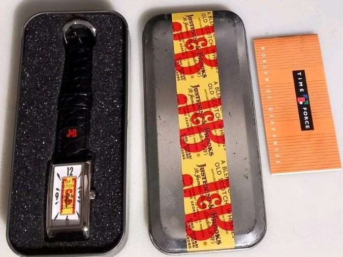 Non working Justerini & Brooks TimeForce Promotional Watch with tin. J&B Whisky