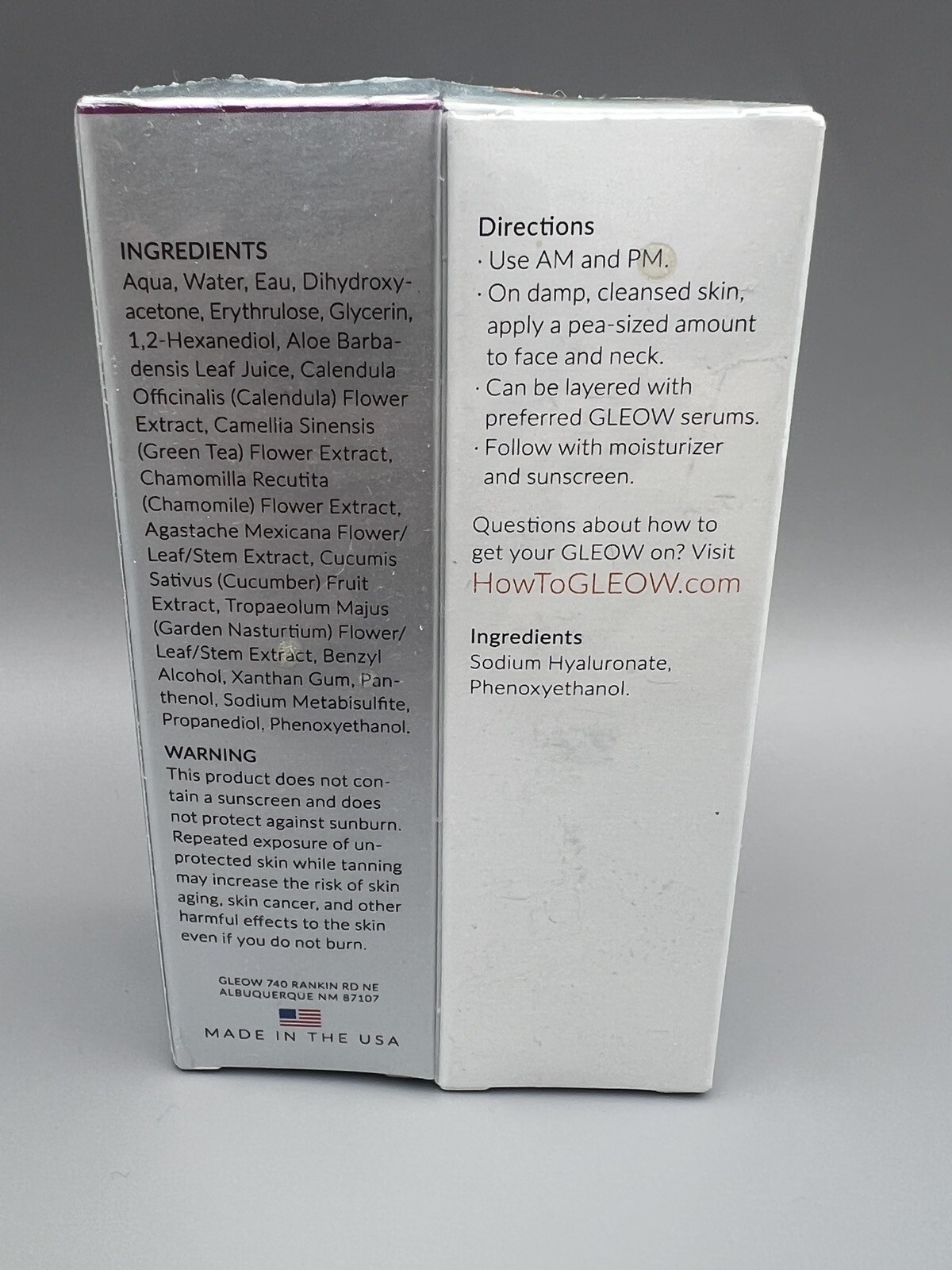 Gleow Hyaluronic Acid Serum + Self Tanning Drops For Face/Body Combo