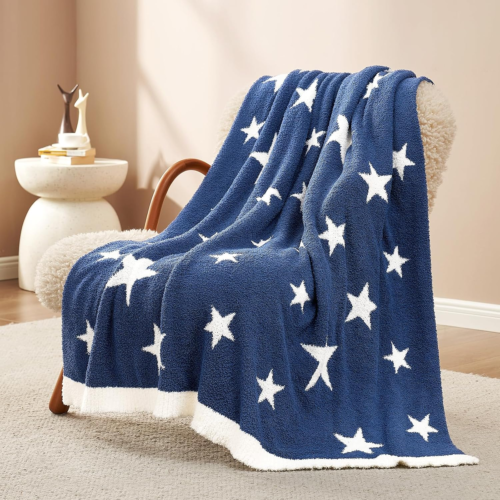 American Star Patriotic Throw Blanket Blue, Ultra Soft Cozy Throw Blanket for Co
