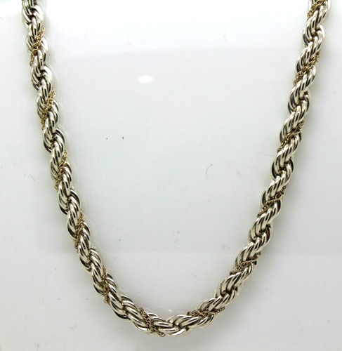 .925 Sterling silver with Gold Over Chain THICK ROPE LINK CHAIN NECKLACE 18"