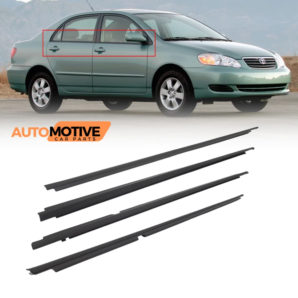 Para Toyota Corolla 2003-2008 4 piezas tiras climáticas molduras de ventana cinturón de sellado Foto 4 de 4