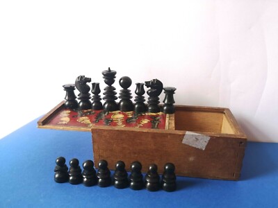Jeu d'échecs en bois ancien Regency Jeu d'échecs en bois Regency vintage