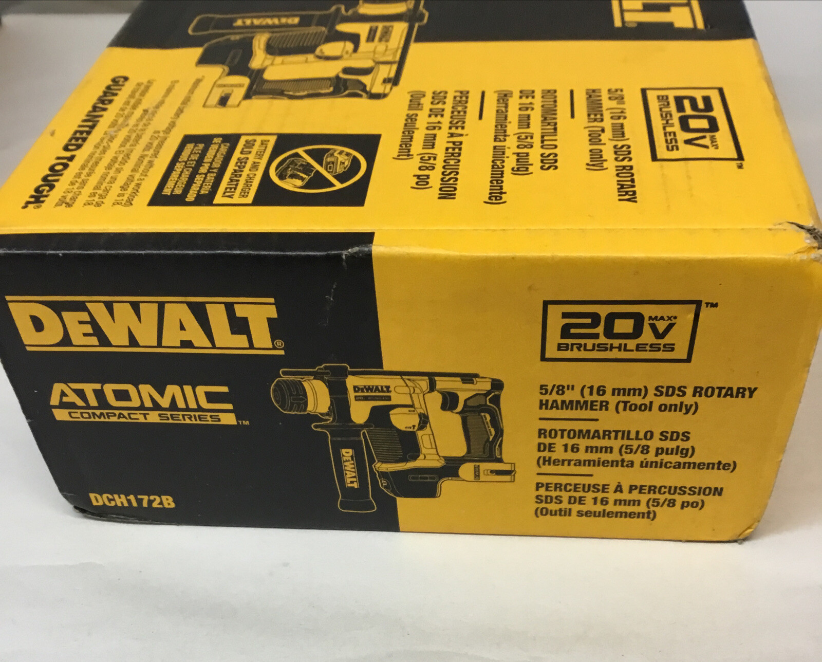 DEWALT ATOMIC 20V MAX Cordless 5/8 in. SDS+ Rotary Hammer DCH172B Tool