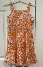 Cat  Jack NWT Orange  White Floral Dress XS 4-5 