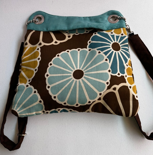 1154 LILL STUDIOS Handtasche braun Multi Tasche Reißverschluss beflockt Blumen wandelbar Rucksack - Bild 2 von 11