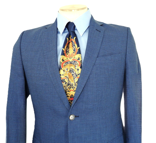Authentic Gianni Versace Blue Pin Check Nailhead Tweed Sport Coat US 42 R New - Picture 5 of 16