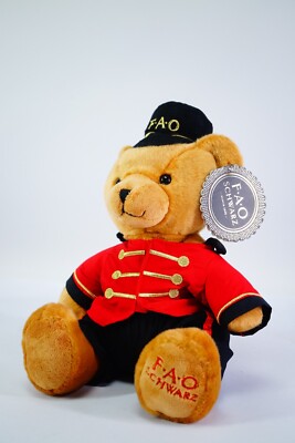 FAO Schwarz Plüschbär Uniform roter Mantel Hut Teddy Kuscheltier Soldat 34cm