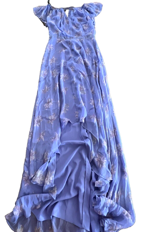 VTG Y2K elizabeth&james SILK MAXI DRESS GOWN PURPLE Boho Goddess FAIRY WEDDING 4 - Image 4 of 4