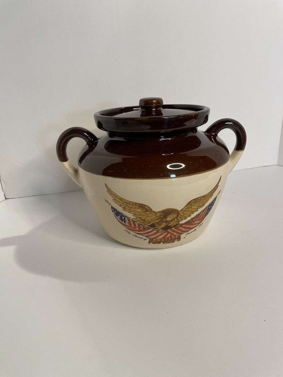 VTG #342 McCoy Bean Pot Crock Cookie Jar American Bald Eagle