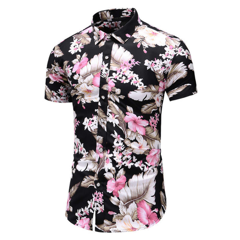 Stylish Plus Size Men's Floral Short-Sleeve Shirt Casual Summer Printing Tops in