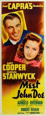 MEET JOHN DOE Movie POSTER 14x36 Insert B Gary Cooper Barbara Stanwyck Edward