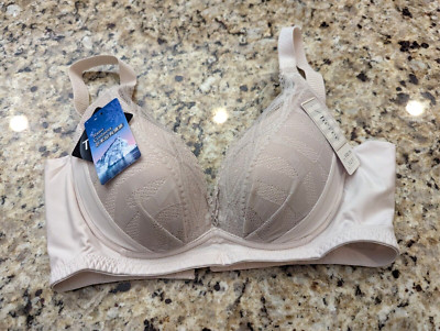 Sheree Women's Tactel Deep V Moulded Bra Nude Natural Tan size 32B