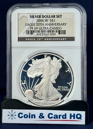 2006 W PROOF AMERICAN SILVER EAGLE NGC PF69 UCAM - SILVER DOLAR SET 20th ANNIV
