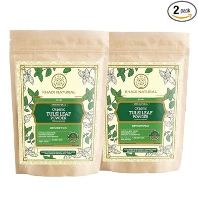 KHADI NATURAL Tulsi Leaf Organic Powder Pack of 2 (2x100gm) 200gm FS
