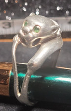 GREEN EYE'S PANTHER 925 SILVER RING . I COMBINE ALL SHIPPIN