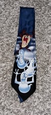 Vintage Men's Tie 1996 Taz Scares Ghosts Looney Tunes 59" 100 Silk Cartoons