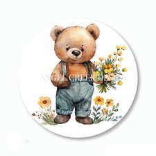 Yellow Daisies Teddy Bear Labels Teddy Bear Stickers Envelope Seals Labels
