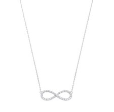New In The UK Genuine 9ct White Gold 0.47ct Diamond Infinity Pendant / Necklace