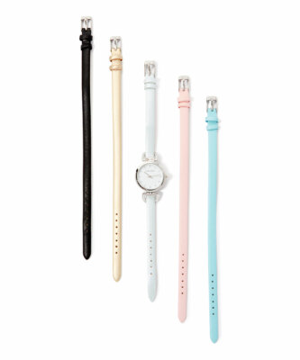 Laura Ashley Womens Skinny Strap Heirloom Watch Set W 4 Interchangeable Straps