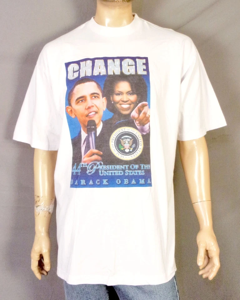 Винтажная футболка 00s Y2K РЕДКАЯ бутлег Барак и Мишель Обама 2008 President 2XL - Изображение 2 из 4