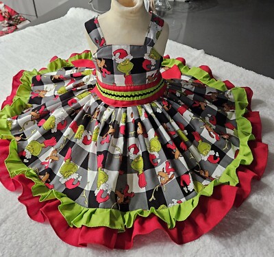 christmas dress 4 5 Bonnie Jean Girls 4-6X Red Green Candy Cane With Fur Dress