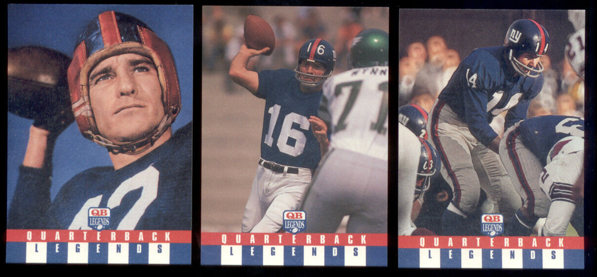 1991 QB Legends New York Giants Set Y A TITTLE CHARLIE CONERLY NORM SNEAD