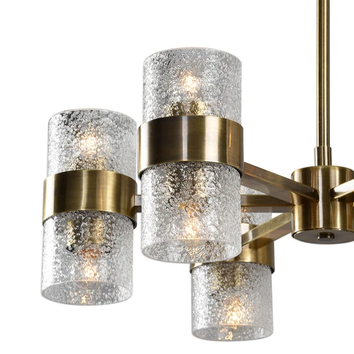 Modern Art Deco Crystal Shade Chandelier|Round 12 Light Contemporary Gold Brass - Picture 4 of 6