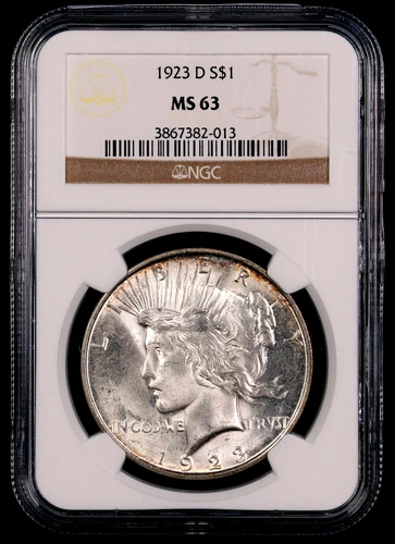 1923-D Peace Silver Dollar – NGC MS63 – Strong Luster – PQ #307