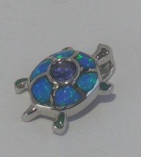 925 STERLING SILVER Rhodium plated TURTLE Pendant 19x14MM Cz cubic zircona
