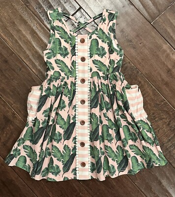 Swoon Baby Twirl Dress Size 4 Palm Leaves The Beverly Collection Prim Pocket