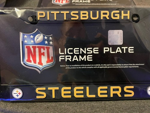 NFL Pittsburgh Steelers Black Chrome License Plate Frame Lot Of 2 Brand New - Picture 3 of 6