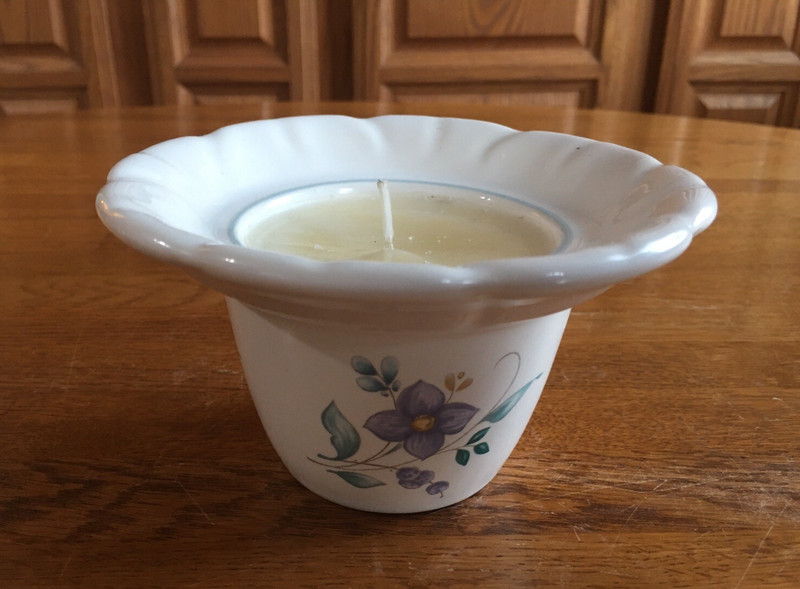 Pfaltzgraff Stoneware April Floral Lite Candle Holder with Candle