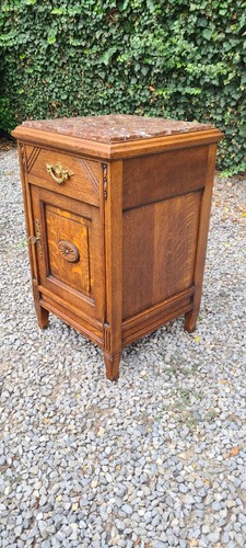 antike Jugendstil Nachtkommode Eiche massiv / komplettes Schlafzimmer möglich - Bild 4 von 10