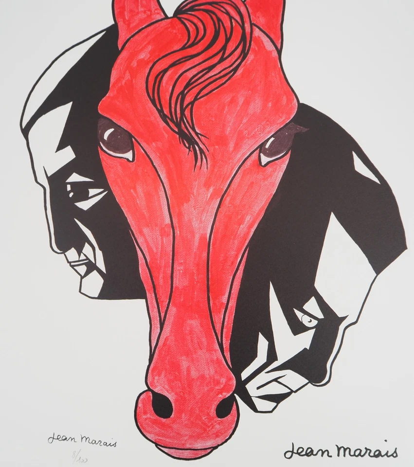 Jean MARAIS : Hommage équestre à Gabin et Ventura, Lithographie signée - Photo 4/4