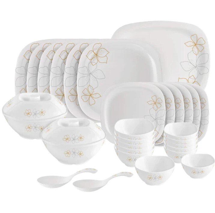 Cello Melmoware Square Dinner Set, Marvella, 31 Pcs Large