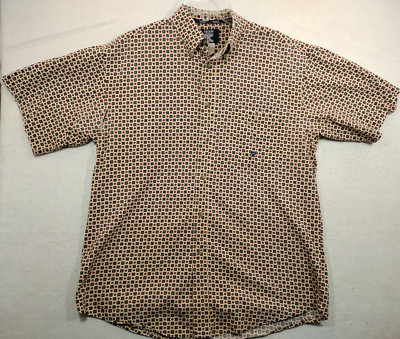 WRANGLER 20X Shirt Mens XL Button Up All Over Geometric Collared L/S