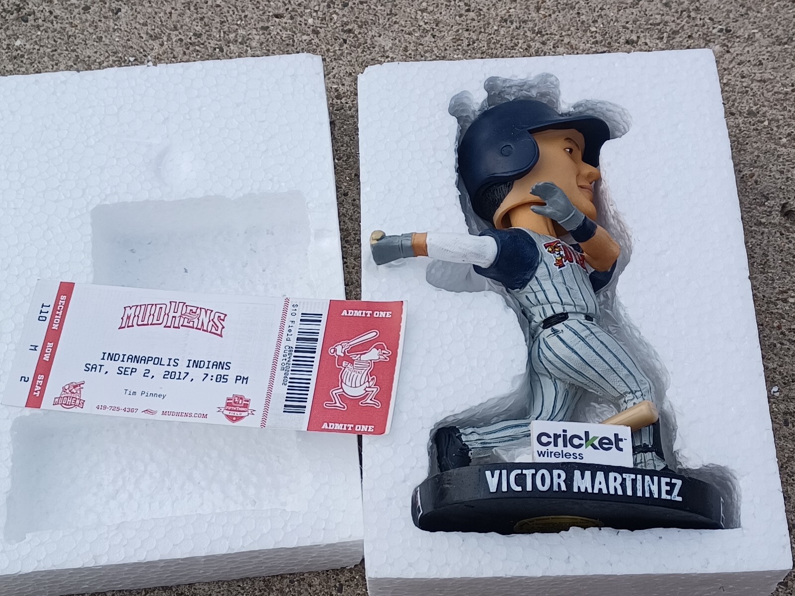 NEW IN BOX Victor Martinez Toledo Mud Hens Bobblehead Bat/original box