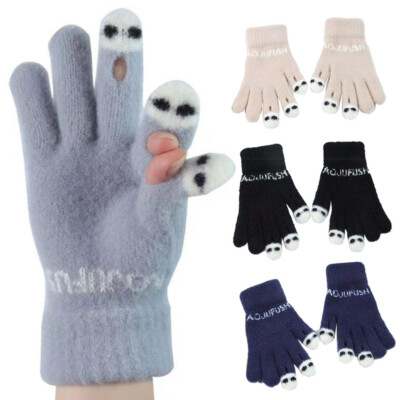 Women Warm Thick Soft Full Finger Touch Screen Winter Fleece Gloves Knit Mittens