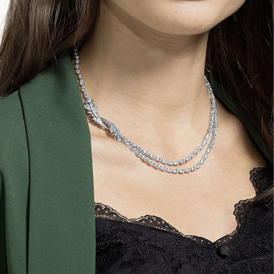 Swarovski 5493404 Bonito Collar Pluma Cristal Joyería Elegante Moda Plata Foto 2 de 4