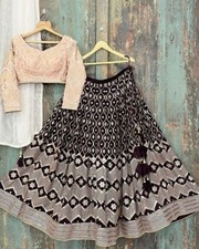 ETHNIC LOOK MALAY SATIN SILK LEHENGA CHOLI WITH DUPATTA FOR RECEPTION WEAR